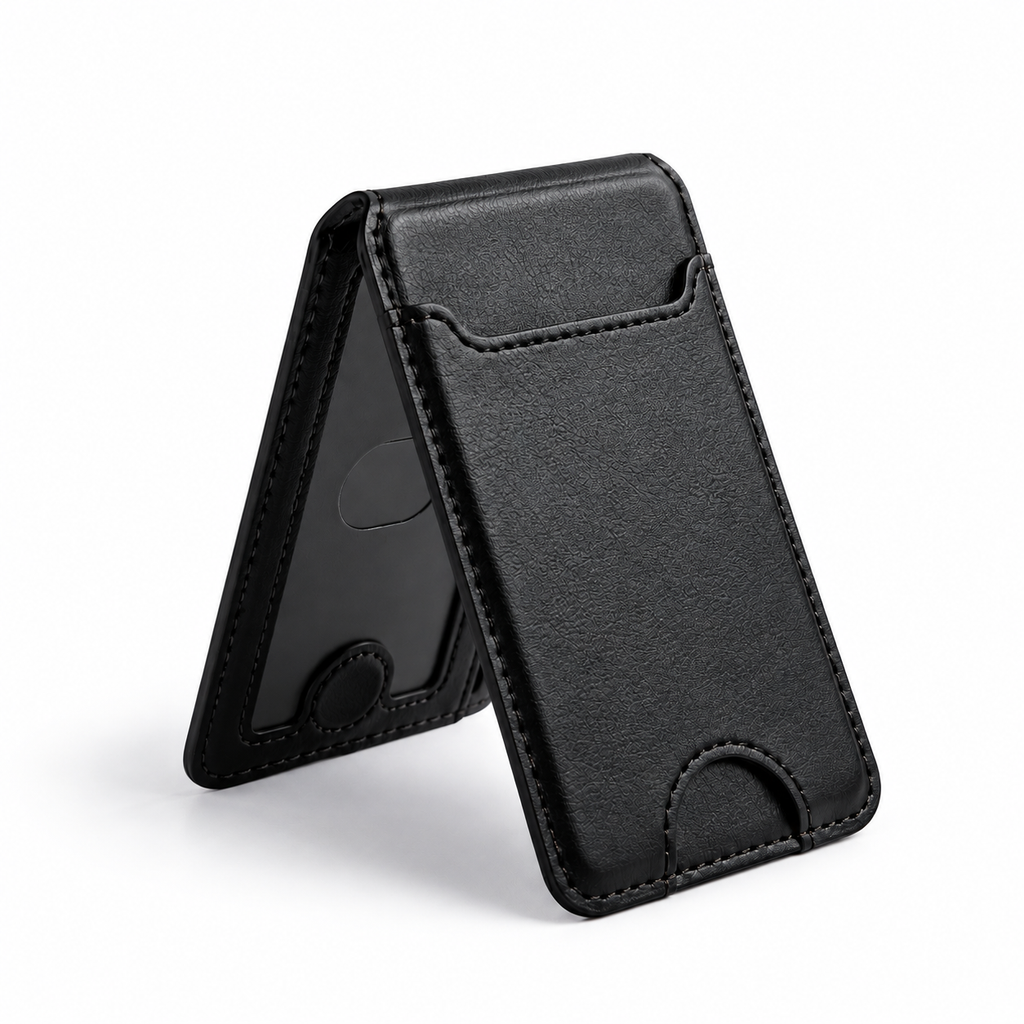 Clutter Store Windows Magnetic Card Holder Wallet – 3 Slots, Transparent ID Window – Adot
