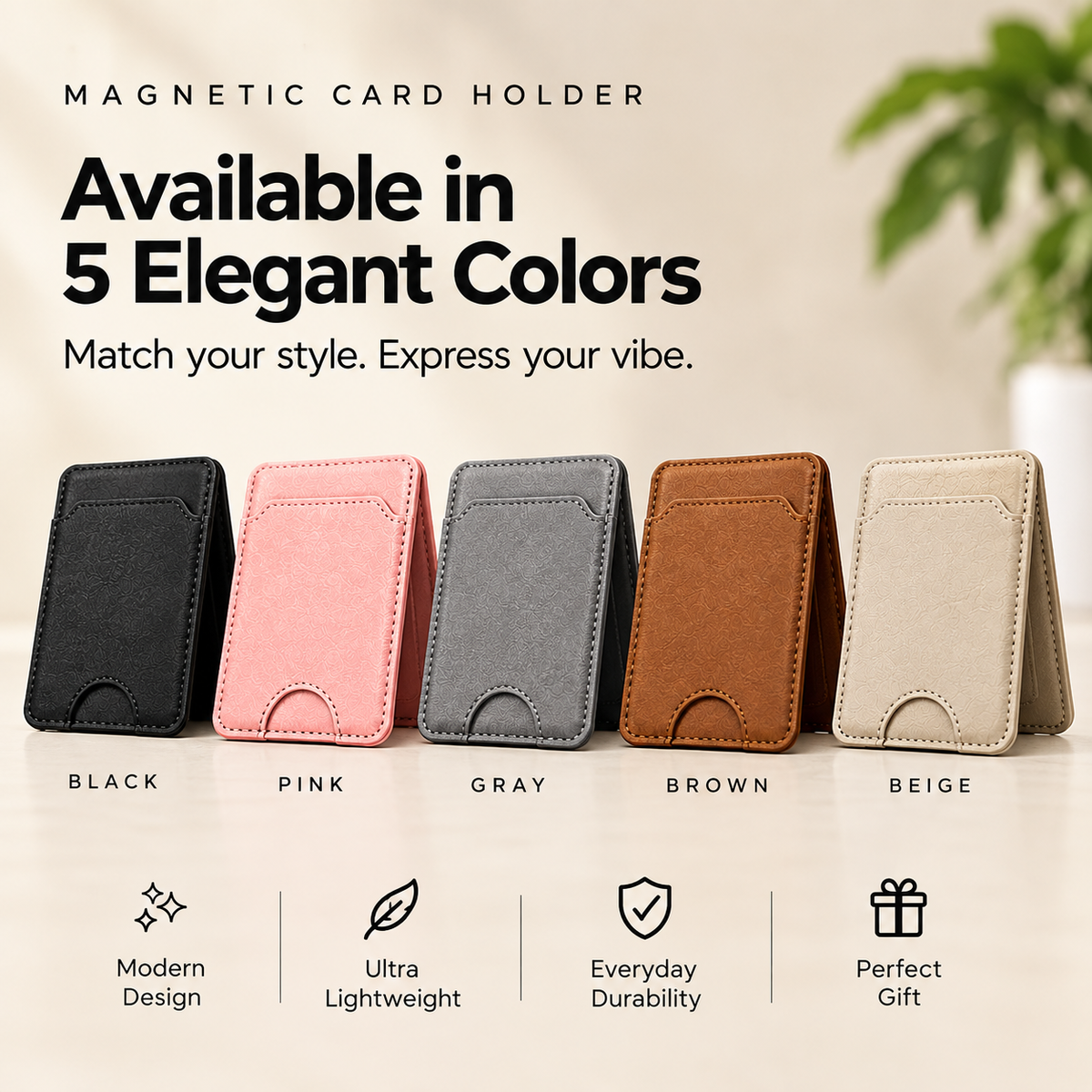 Magnetic Card Holder Wallet – 3 Slots, Transparent ID Window